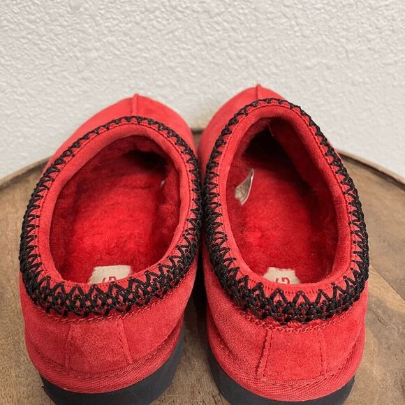 UGG Red Suede Sherpa Lined Tasman Slip-On Clog Slippers Shoes Size 9 - Picture 6 of 8